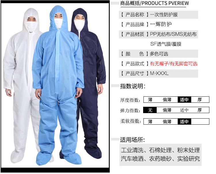 一辉YH0203一次性无纺布防尘防护服价格 防护服价格,防护服作用,防护服功能,防尘服价格,一次性防护服价格