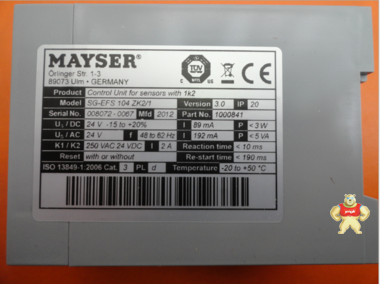MAYSER安全继电器SG-EFS104 ZK2/1 