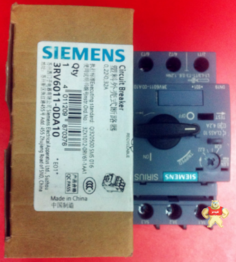 全新西门子 3RV6011-0DA10 0.18-0.25A 马达断路器 现货 假一罚十