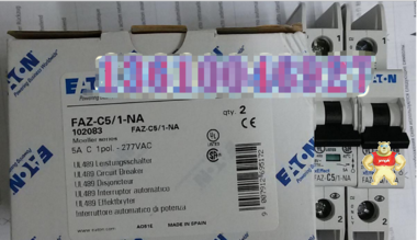 EATON MOELLER穆勒微断FAZ-C5/1-NA 5A1P进口原装，带UL认证 