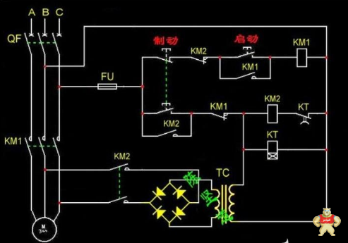 了解一下時間繼電器控制電動機能耗制動線路圖