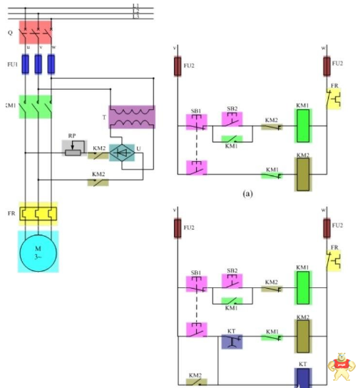 了解一下时间继电器控制电动机能耗制动线路图