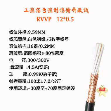 RVVP12*0.5 12芯0.5平方国标纯铜网屏蔽控制信号隔离电线 