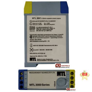 MTL 3041 Repeater Power Supply, 4/20mA for 2-Wire Transmitte 2-Wire,MTL,PLC