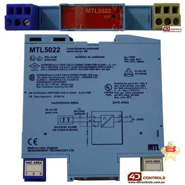 MTL 5022 Solenoid/ Alarm Driver,  Loop-Powered, IIB - Used Loop-Powered,MTL,PLC
