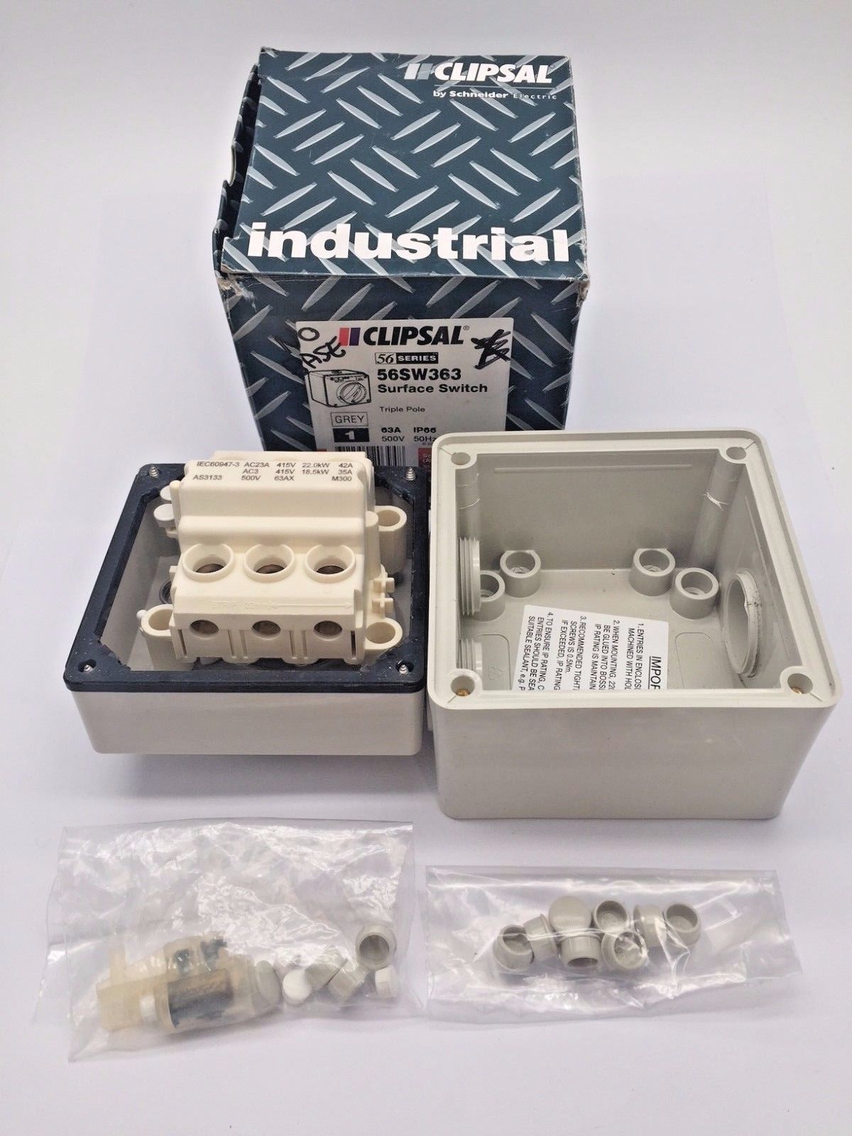 Clipsal 56SW363 Surface Switch 1 Gang 3 Pole 3 Phase 63A 500
