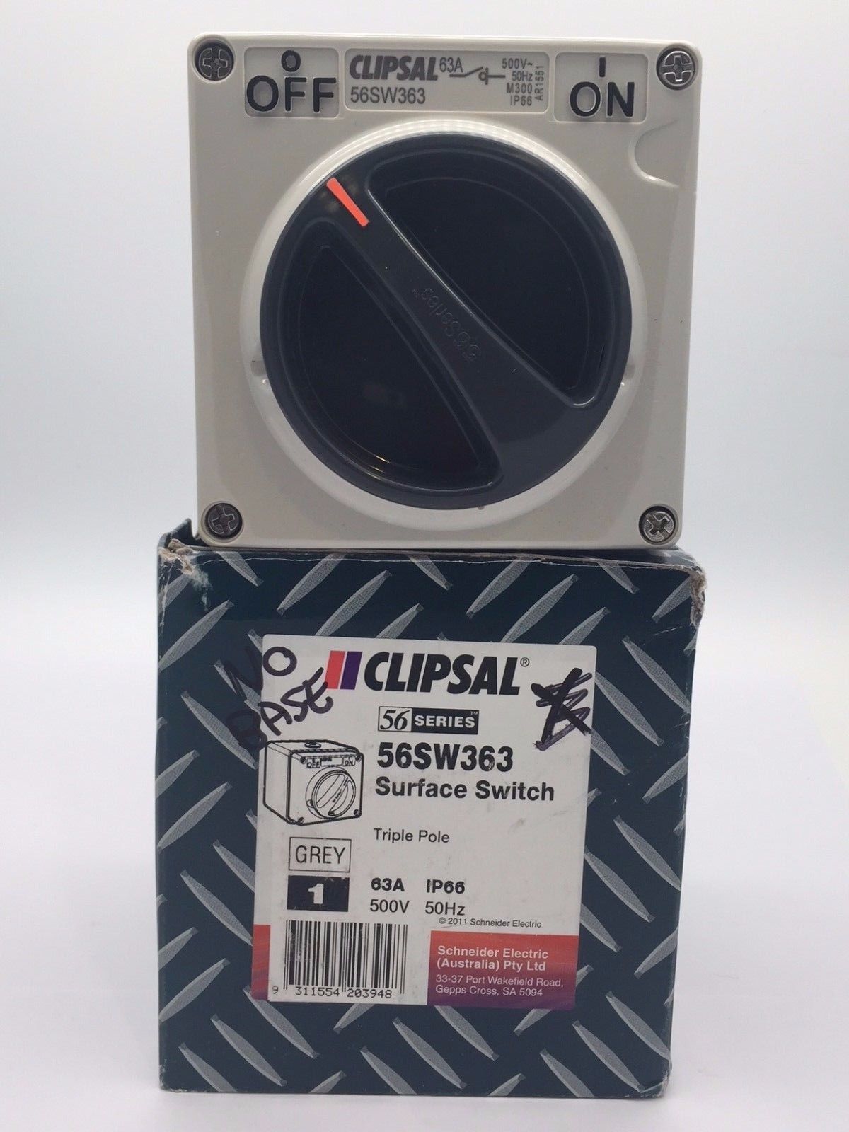 Clipsal 56SW363 Surface Switch 1 Gang 3 Pole 3 Phase 63A 500