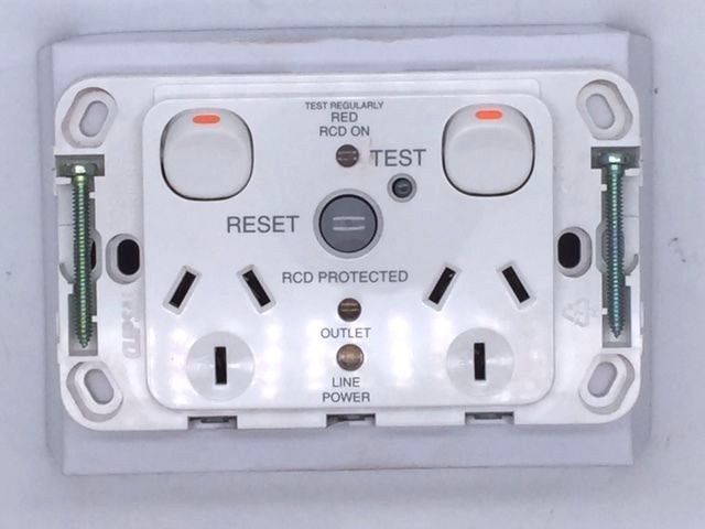 Clipsal 2025RCD10 White RCD Protected Twin Switched Socket O