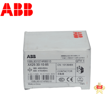 ABB交流接触器AX25-30-10 线圈电压ac380v 常开 ABB,AX25-30-10