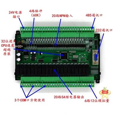 三菱PLC工控板FX1N2N-44MR6AD高速模拟量44点24输入20输出控制器 三菱,PLC,工控板,FX2N