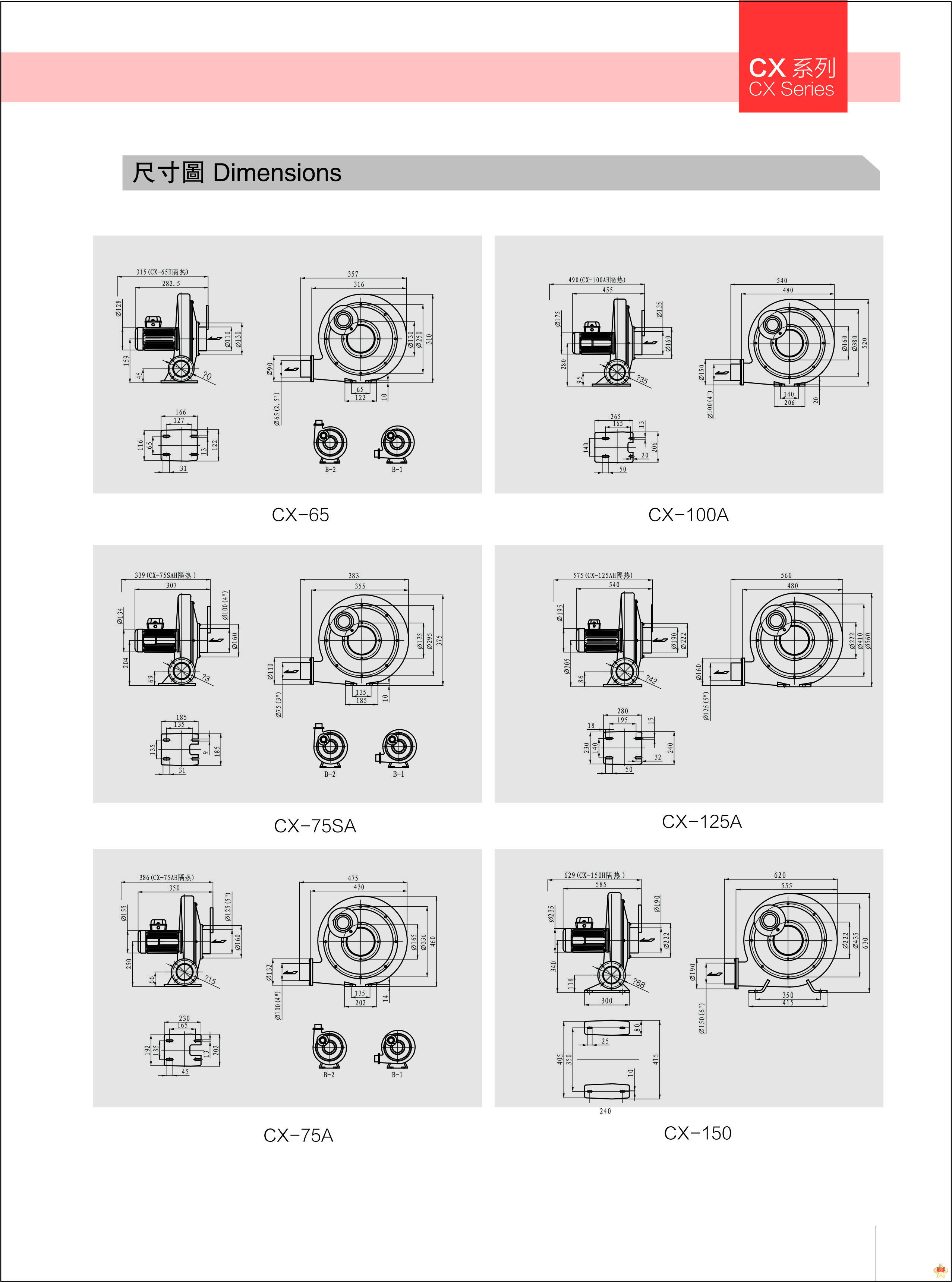 CX-65A 0.2KW 1/4HP透浦式中壓鼓風機 透浦式鼓風機,中壓鼓風機,臺灣透浦式鼓風機,臺灣中壓鼓風機,中壓透浦式鼓風機