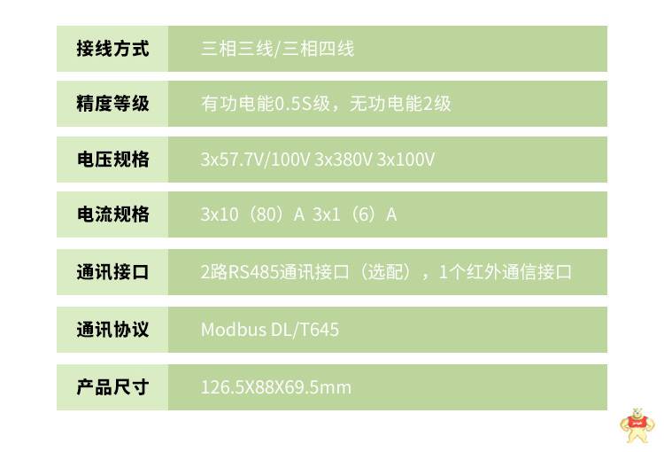 导轨式电能表 DTSD1352-KC 三相四线二次接入485接口Modbs协议 