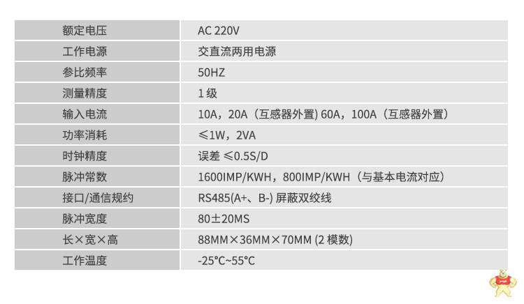 安科瑞单相电表DDSD1352-CT导轨式安装直接接入20(100)A 含一只开口式互感器 