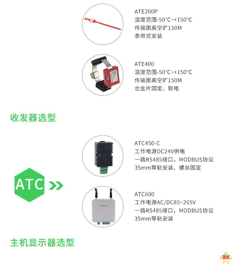 安科瑞无源无线测温传感器ATE100电气接点电缆接头断路器触头超温传感器 