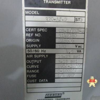 FOXBORO 33C-AJ-D PLC系统备件 PLC系统备件
