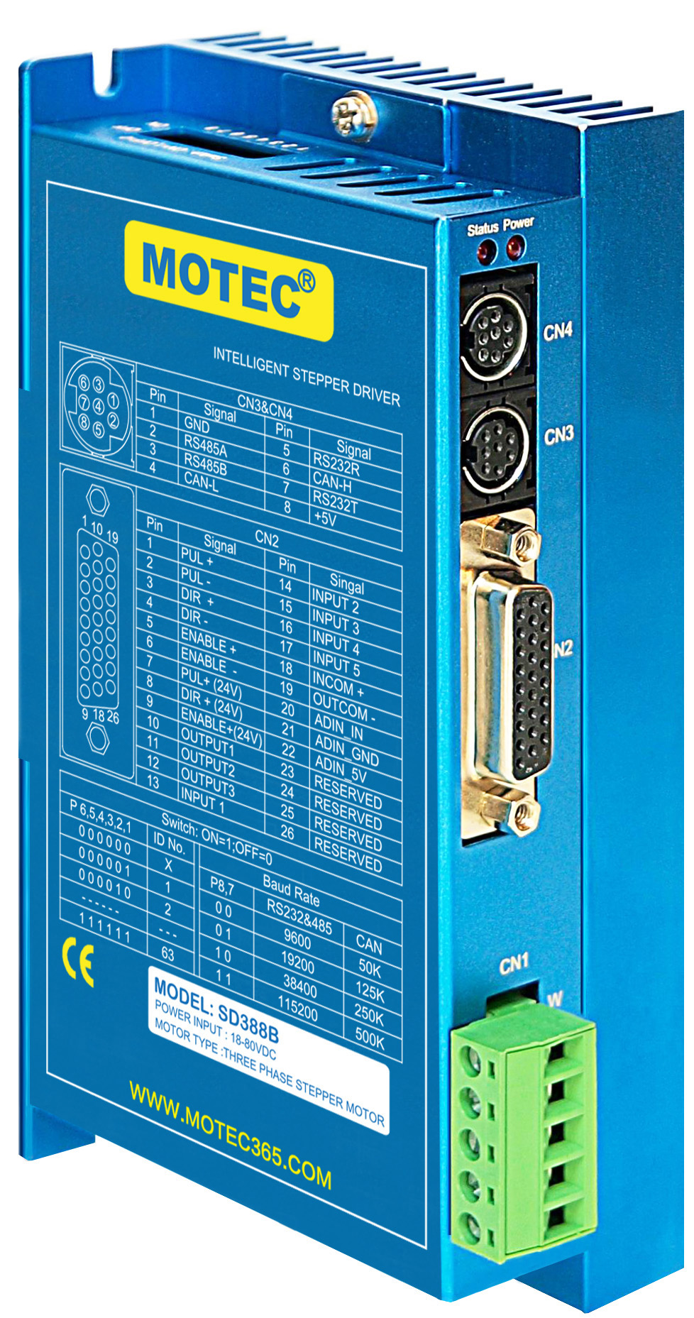 MOTEC智能型步进驱动器SD388B 总线型 内置PLC三相步进电机驱动器 直流步进 北京阿沃德自动化设备有限责任公司