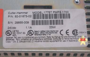 USED CUTLER HAMMER 1775T-PMPS-1700 PANELMATE 92-01873-02 