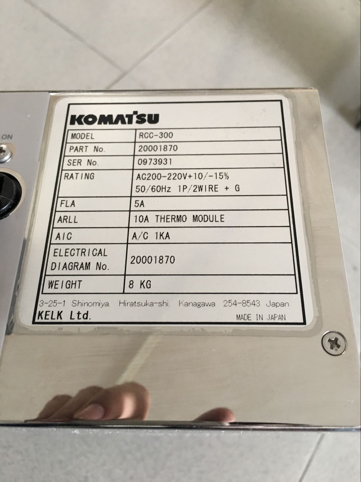 KOMATSU小松控制器RCC-300 现货 小松机器人控制柜RCC-300议价