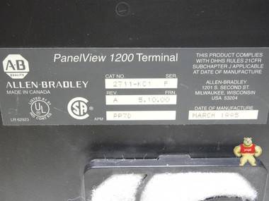 Allen Bradley Panel View 1200 Terminal 2711-KC1 Series 