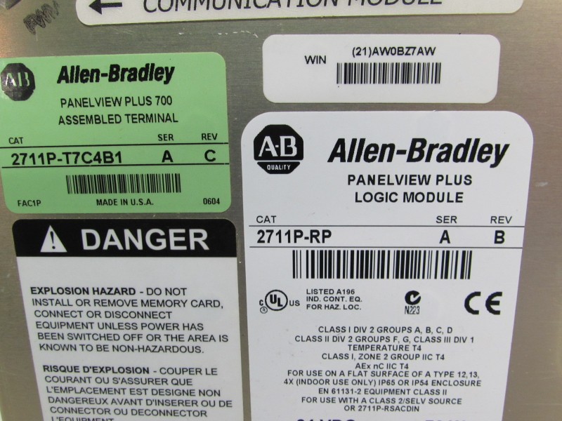 Allen Bradley Panelview Plus 700 2711P-T7C4B1 + 2711P-R Top