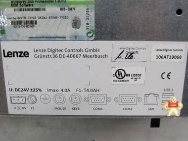 Lenze Panel PC Digitec controls 103AT19068 F1: T4.0AH Top Zu 