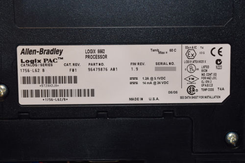 Allen Bradley 1756-L62 /B 1756L62 PROCESSOR MODULE 4MB