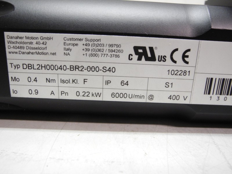 Danaher Motion DBL2H00040-BR2-000-S40 Servomotor max
