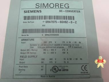 Siemens Simoreg 6RA7075-6GV62-0-Z+ CUD1 & ADB CARD 158A DC C 