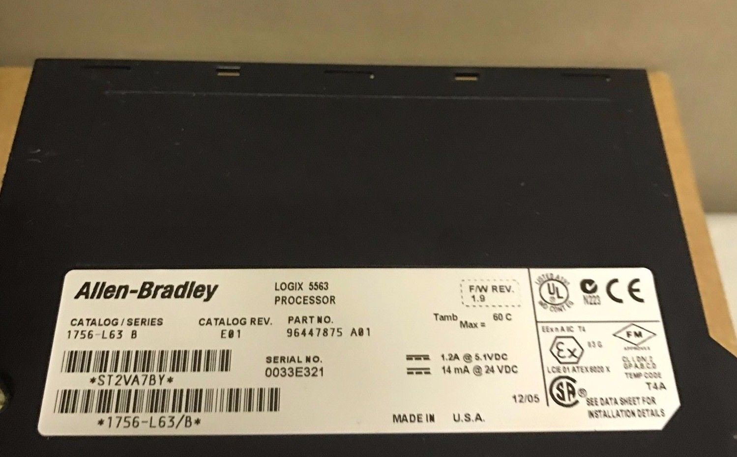 Allen Bradley 1756-L63 Series B ControlLogix Logix5563