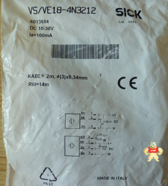 德国西克SICK光电传感器VS/VE18-4N3212，全新原装6013684 现货 VS/VE18-4N3212,6013684,光电传感器,西克SICK,全新原装正品