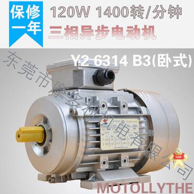 Y2 6314-120W小型三相异步电机 小型机械铝壳电机 Y2 6314-120W,三相异步电机,铝壳电机