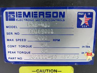 EMERSON DXE-430/861112-50 REV A5 SERVO MOTOR 3000RPM ***XLNT 