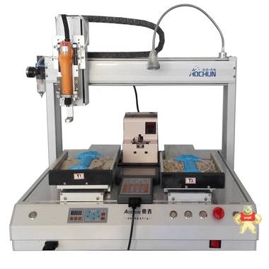 桌面式双工位自动打螺丝机 奥春机电厂家全国直销 螺丝机,奥春机电,锁螺丝机,桌面式锁螺丝机,打螺丝机