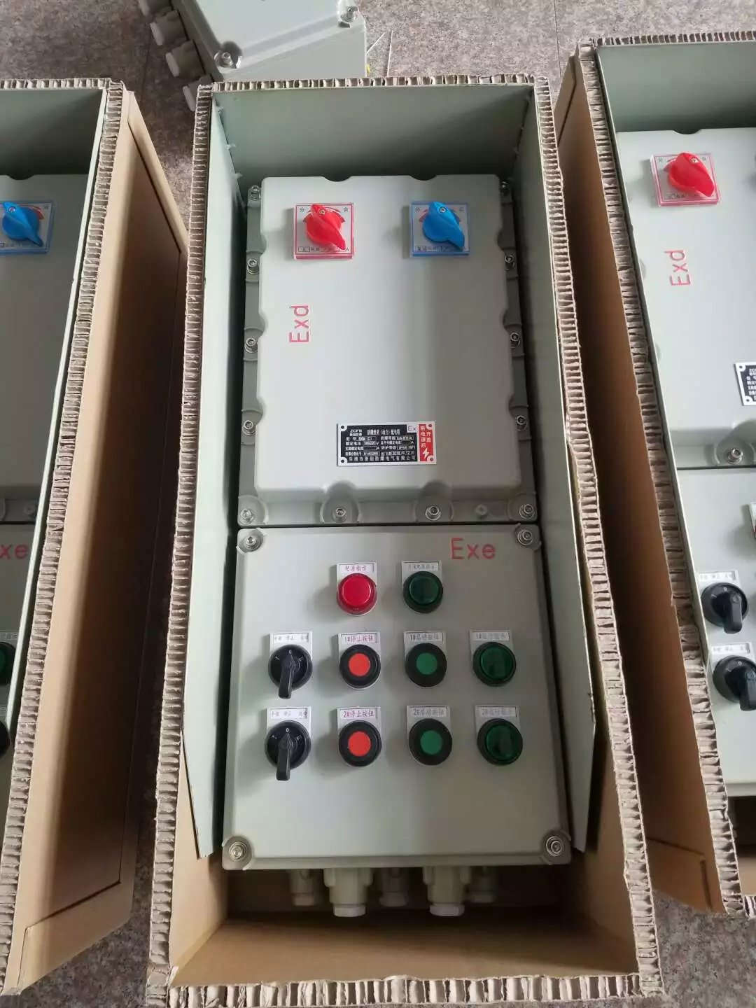 BXD-10K一个总开63A 2个分开一个63A3P一个分开16A带防爆插座插头