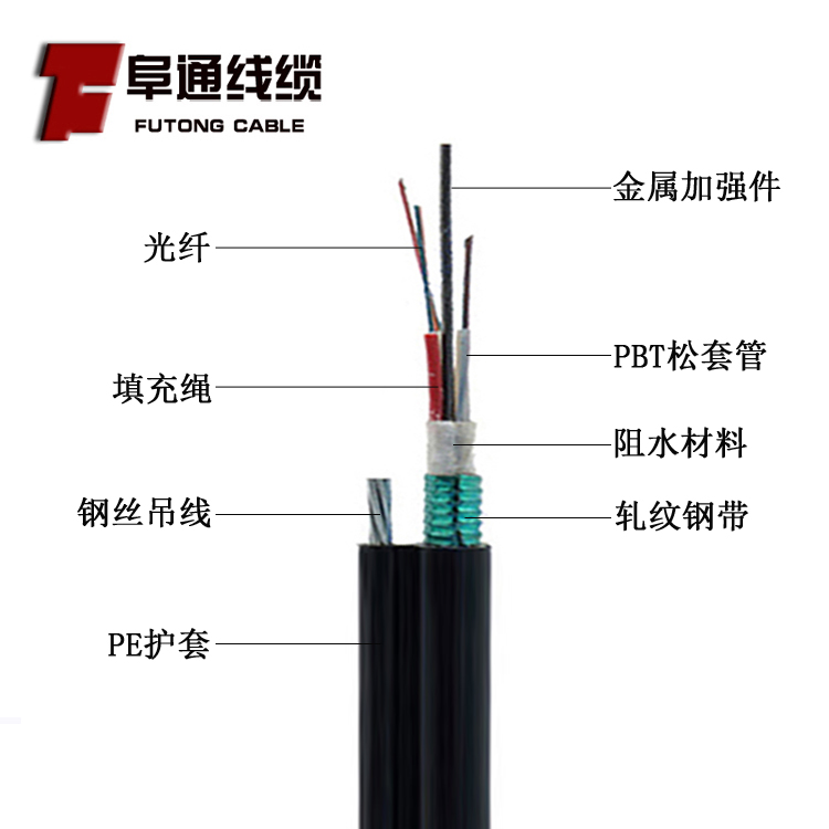 室外架空层绞式GYTC8S-12B1光缆自承式铠装光纤线12芯单模8字光缆