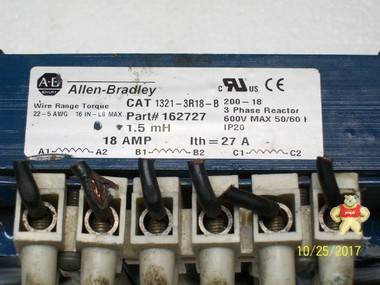 ALLEN BRADLEY 3 PHASE LINE REACTOR 18A 18 AMP 600V , 1321-3R 1321-3R18,ALLEN BRADLEY,PLC