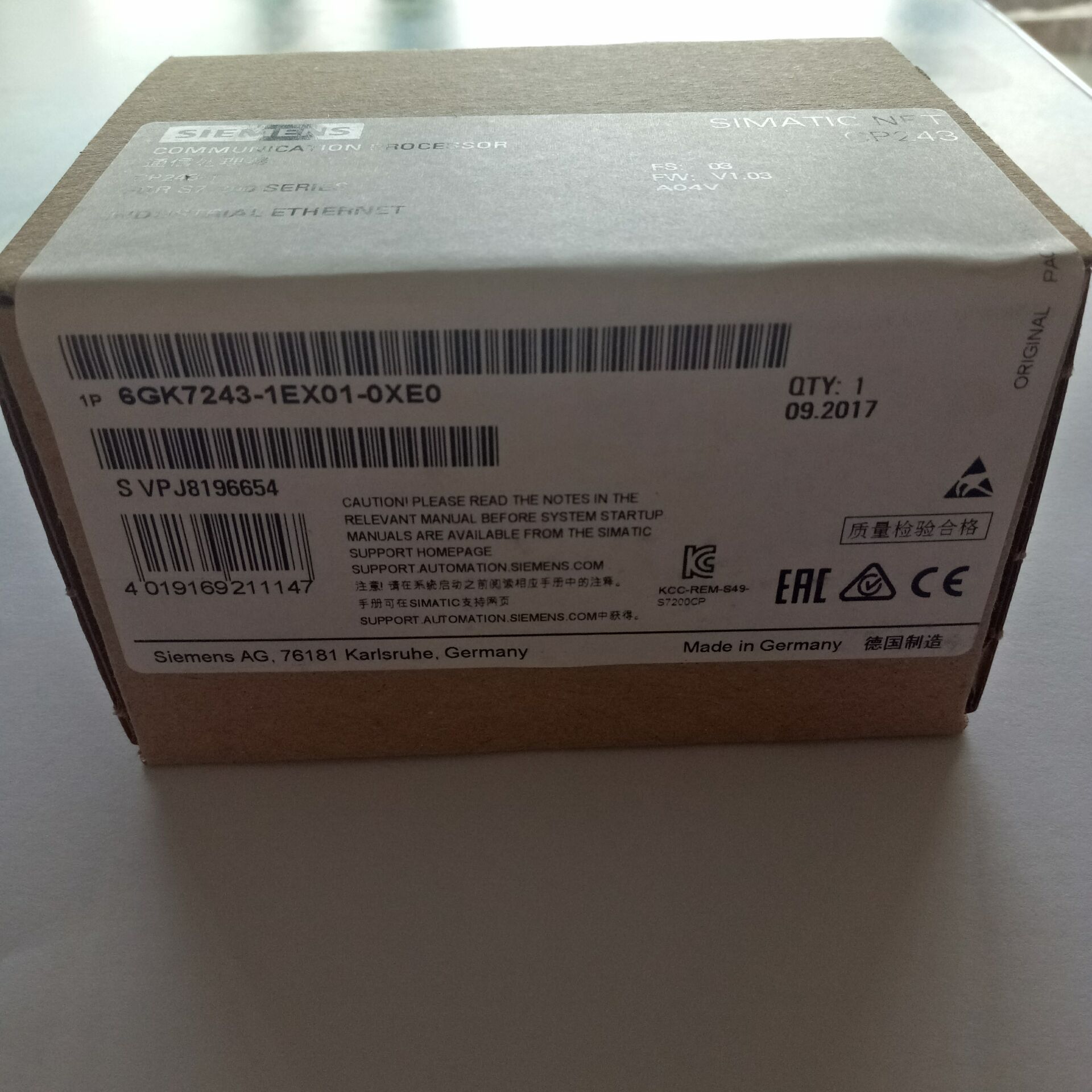 西门子CP243-1以太网通讯模块6GK7243-1EX01-0XE0