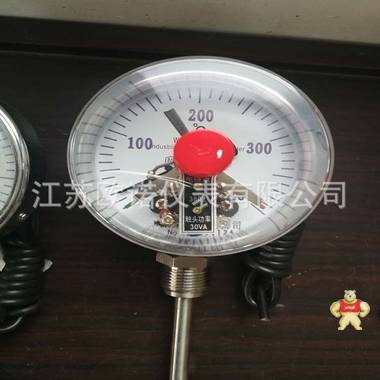 WSSX-411径向型电接点双金属温度计100mm表盘 温度表水温表上下限报警 电接点双金属温度计,温度表,双金属温度计,WSS-411,WSS双金属