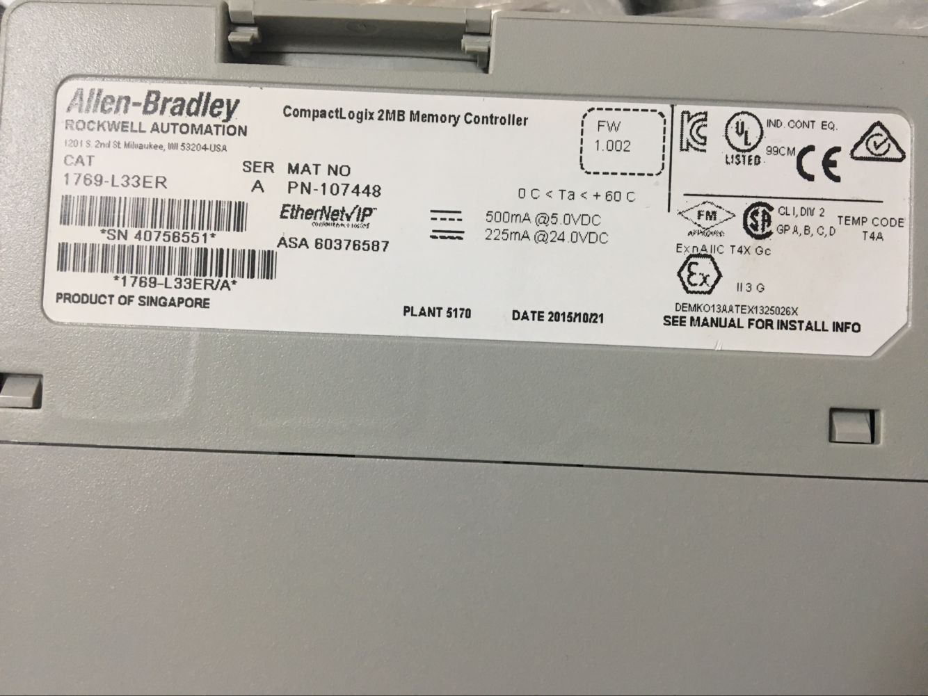 1769-L33ER模块 AB PLC控制器 罗克韦尔处理器