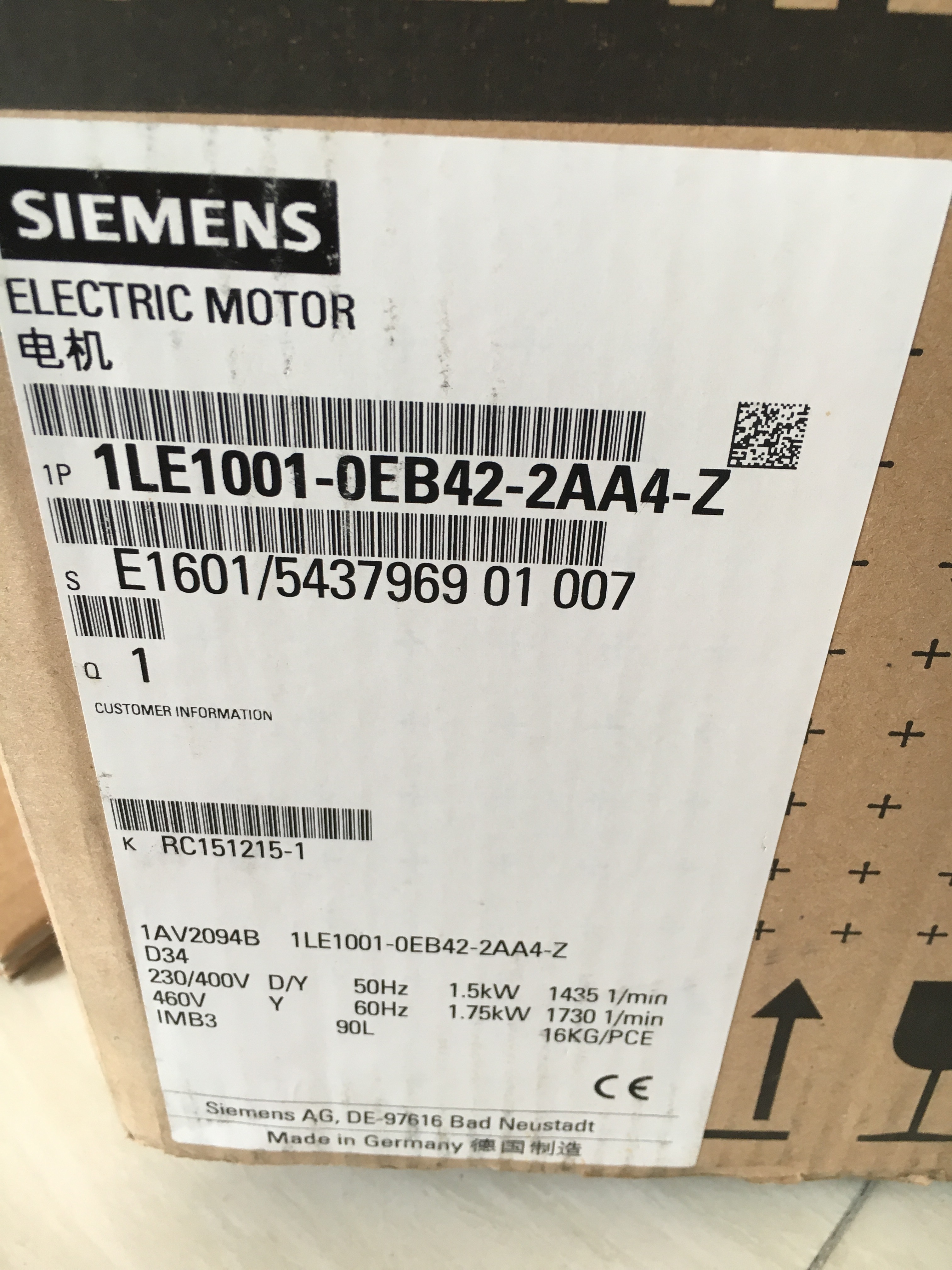 西门子进口电机 1LG4207-4AA61-Z 30KW4极立式