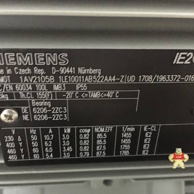 SIEMENS西门子进口电机1LE1001-1CB23-4FA4-Z 7.5KW 4极 B5 西门子进口电机,西门子进口铝壳电机,西门电机,西门子马达,进口马达