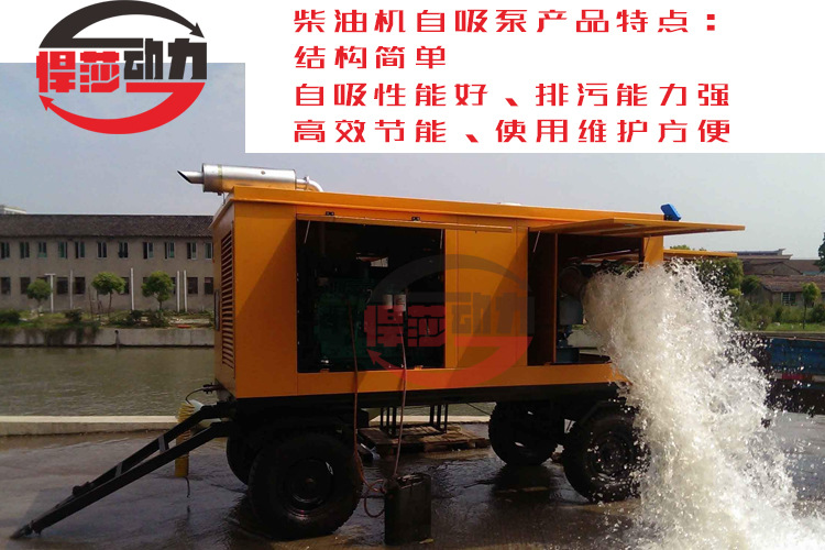 防汛抢险500方凸轮转子移动泵车 拖车式移动排水单元 柴油机水泵 悍莎