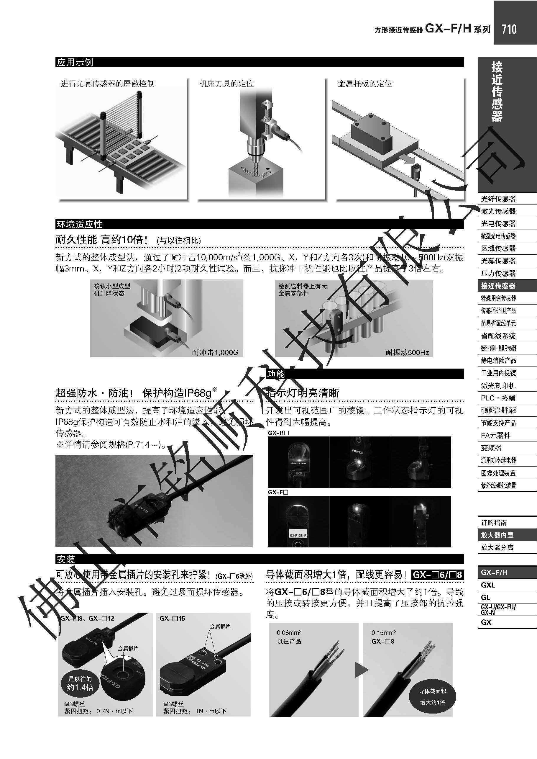 日本松下接近传感器 GX-F8A/GA-H8A 接近传感器,GX-F8A/H8A,检测金属,顶端安装,侧面安装