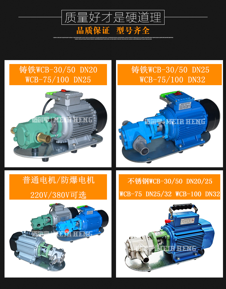 齿轮油泵 WCB齿轮泵 机油煤油柴油 220V380V油泵便携式齿轮输油泵 齿轮油泵,手提式,WCB系列,便携式齿轮输油泵