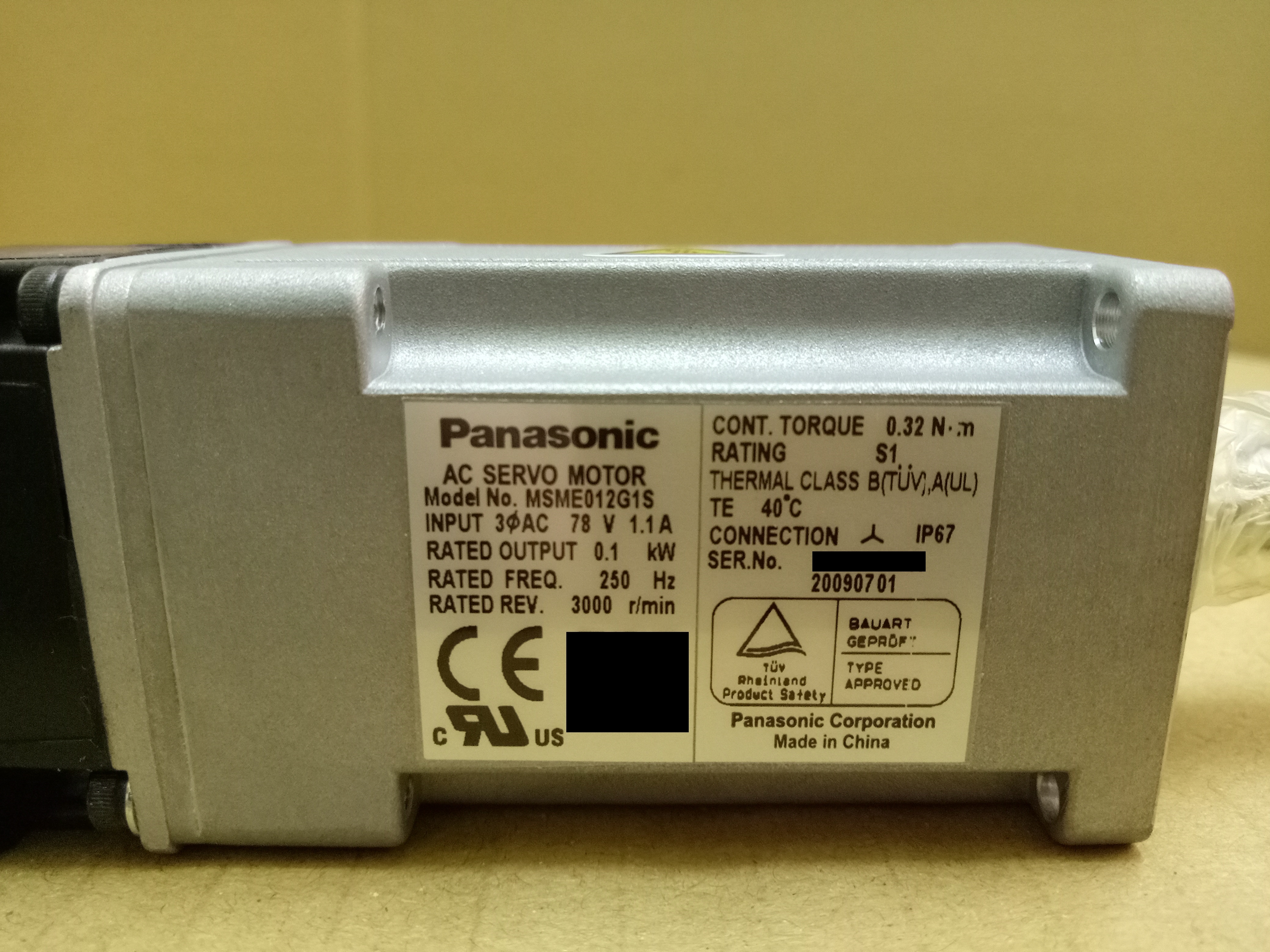 松下伺服电机Panasonic AC servo motor MSME012G1S MSME012G1S,Panasonic AC servo motor,松下伺服马达,国际牌松下电机,国际牌松下电动机