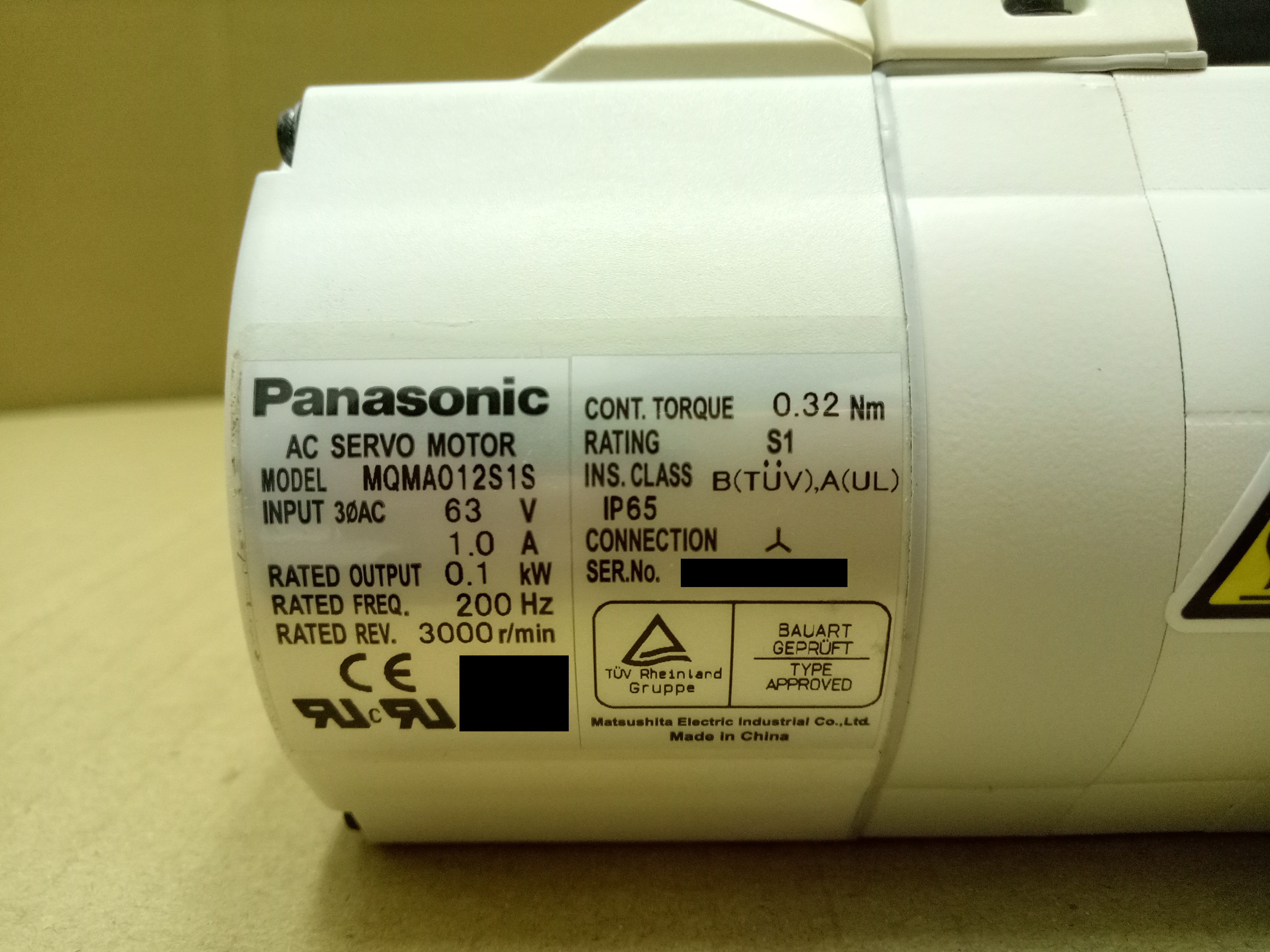 松下伺服电机Panasonic AC servo motor MQMA012S1S