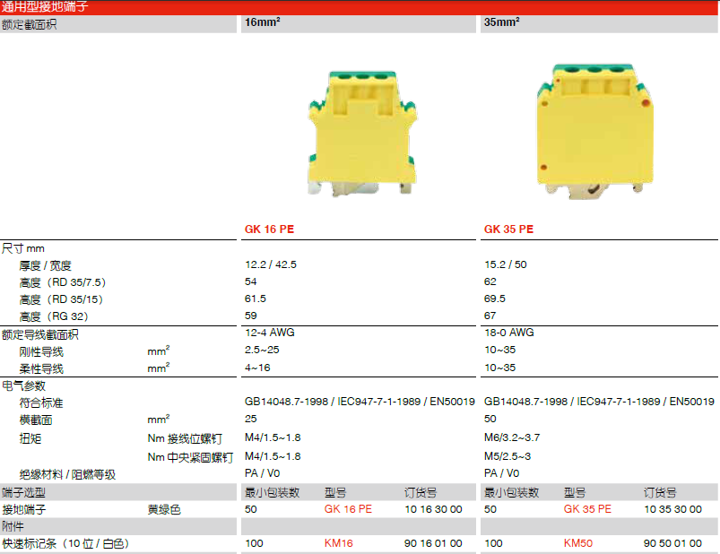 霍尼韦尔接线端子GK 16：通用型接线端子，额定截面积16mm2,灰色 GK,GK 16,接线端子,霍尼韦尔