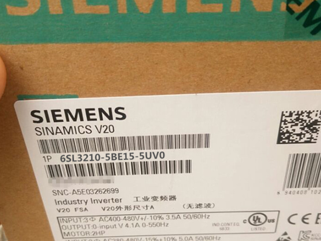 西门子V20 3AC 380V变频器6SL3210-5BE15-5UV0无滤波器现货现货 西门子