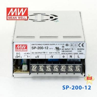 台湾明纬SP-200-15主动式PFC直流开关电源200W/15V/13.4A三年保固 明纬电源200W,明纬开关电源,台湾明纬开关电源,开关电源15V,工控开关电源