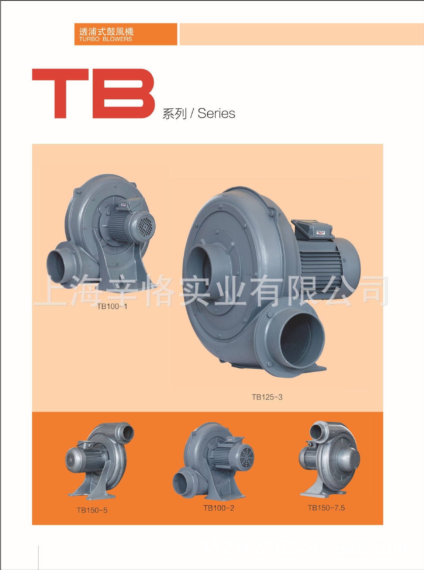 TB150L-7.5 5.5KW 7.5HP三相380V台湾款式中压鼓风机透浦式鼓风机 漩涡鼓风机